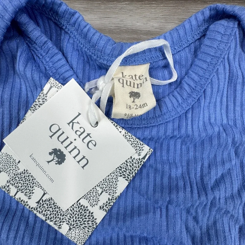 Kate Quinn Blue Ribbed Modal Short Sleeve Bodysuit 18-24M NWT